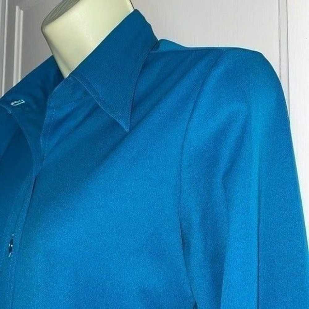 Vtg 70s Alex Coleman California teal blue knit po… - image 4