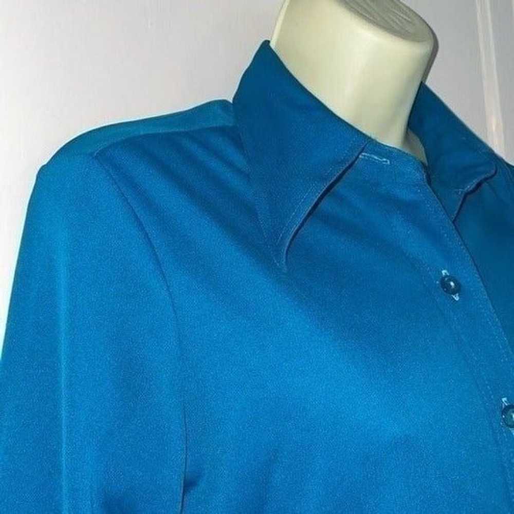 Vtg 70s Alex Coleman California teal blue knit po… - image 5