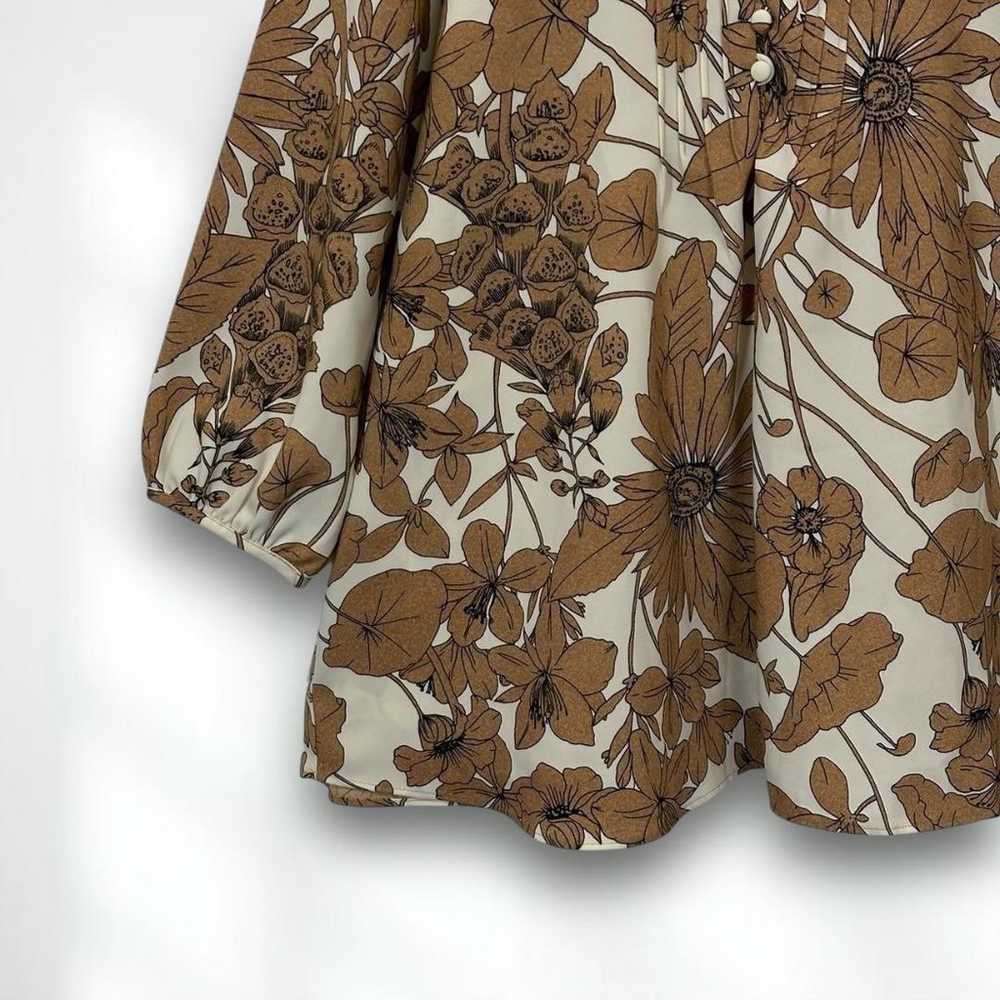 E5887 [Ducrasse] Blouse Flower Pattern Ivory Brow… - image 3