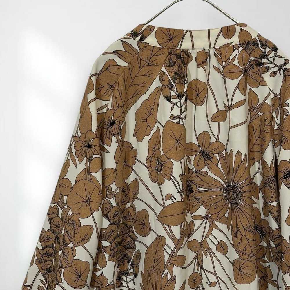 E5887 [Ducrasse] Blouse Flower Pattern Ivory Brow… - image 5