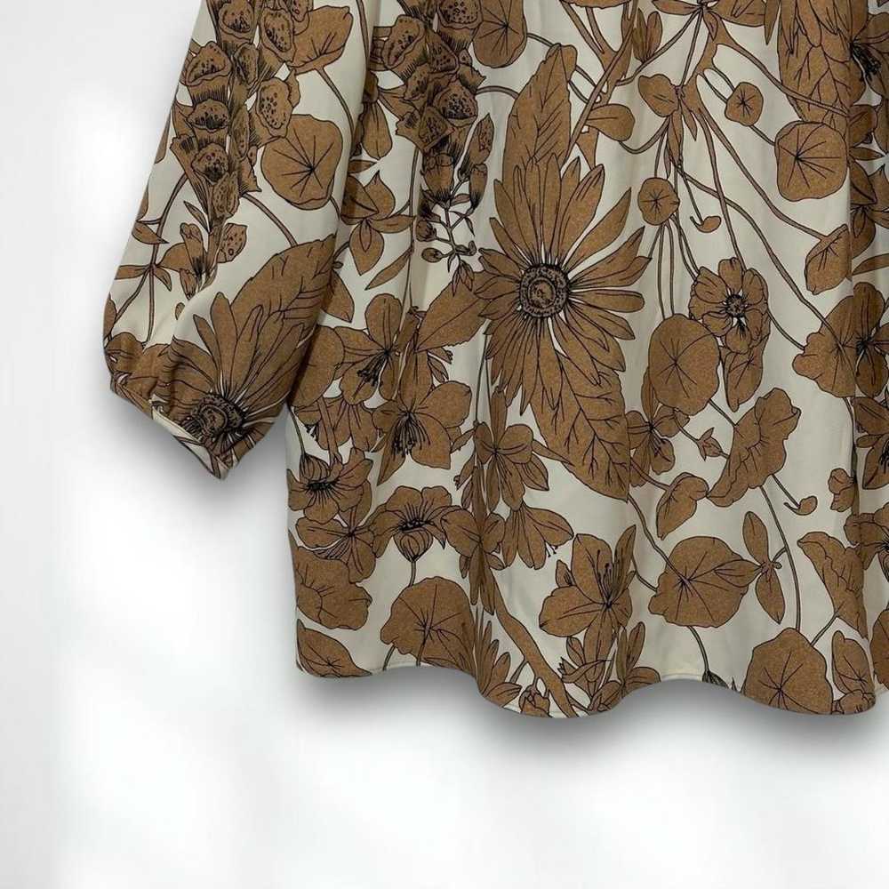 E5887 [Ducrasse] Blouse Flower Pattern Ivory Brow… - image 6