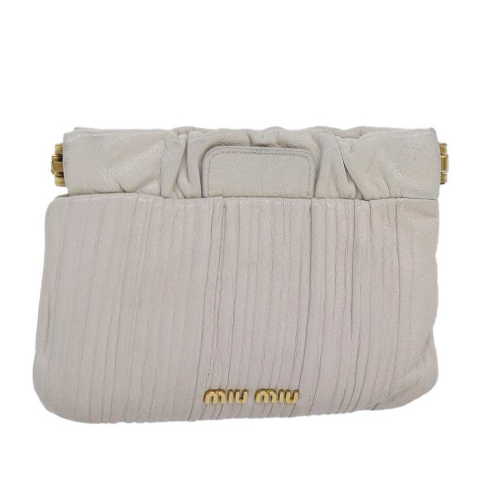 Miu Miu Miu Miu Pouch Leather White Auth am6654 - image 1