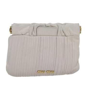 Miu Miu Miu Miu Pouch Leather White Auth am6654 - image 1