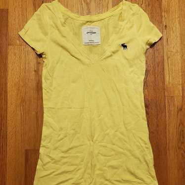 Vintage Y2k/2000's Abercrombie Kids Yellow V-Neck… - image 1