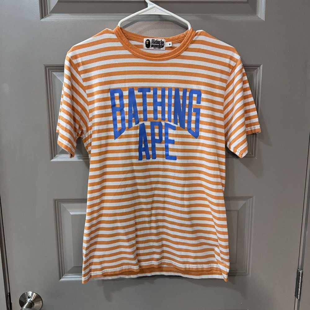 Bape NYC Logo Striped Tee - image 1