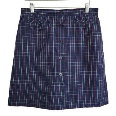 Claiborne Vintage Navy Blue Plaid High Waisted But