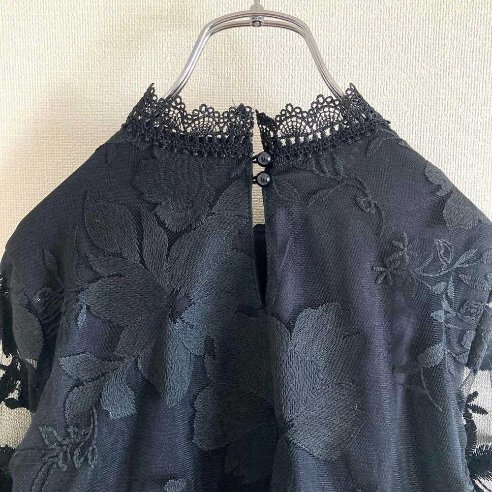 Used lace design top with flower embroidery, blac… - image 7