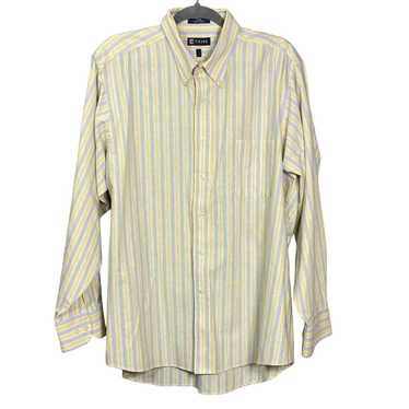 Chaps Chaps Men's Yellow Striped Oxford Shirt Wrin