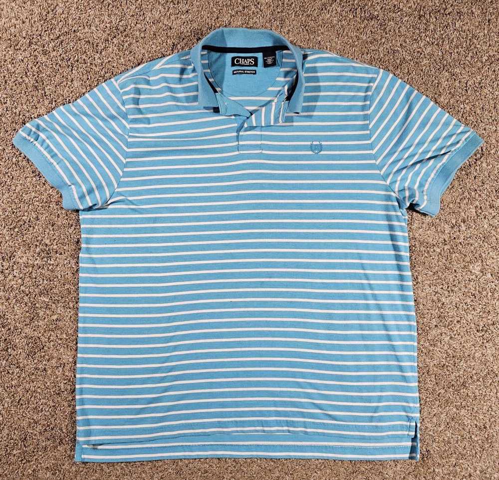 Chaps Chaps Shirt Mens XXL Blue Striped Polo Natu… - image 1