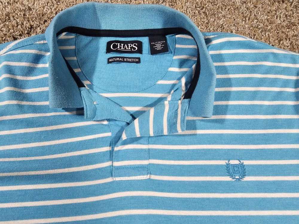 Chaps Chaps Shirt Mens XXL Blue Striped Polo Natu… - image 2