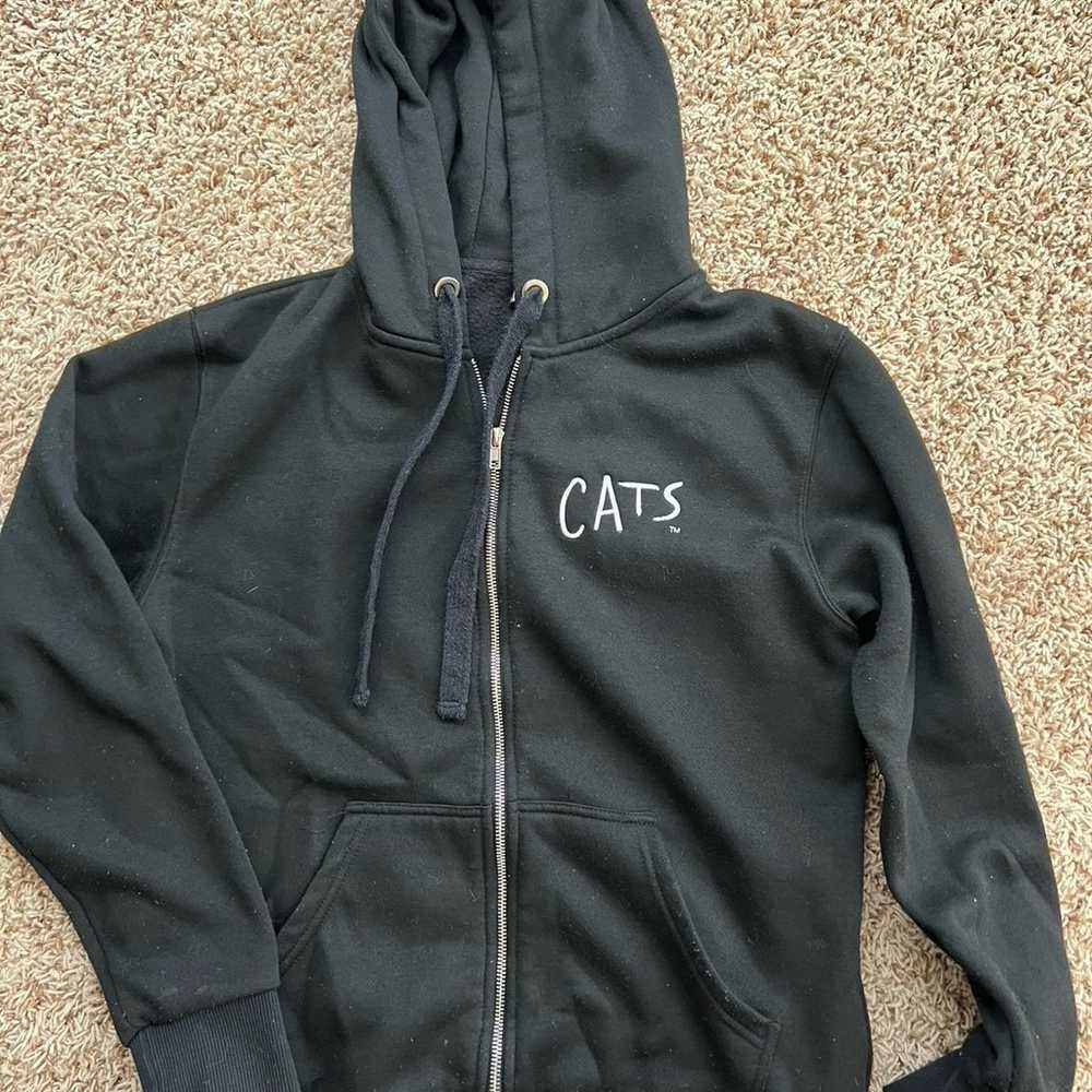 1981 Vintage CATS Musical Black Hoodie Cat Ears 8… - image 1