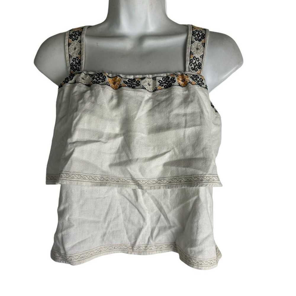 Madewell J. Crew Cropped Tiered Embroidered Linen… - image 3