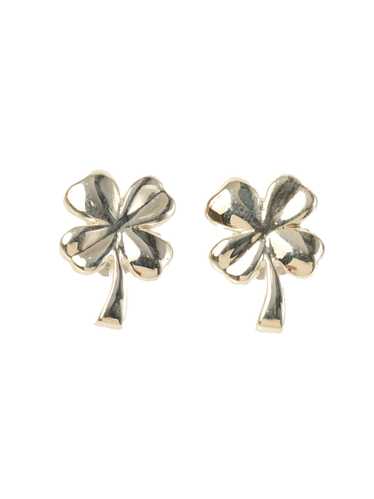 CHANEL Clover Pierced Earrings Silver