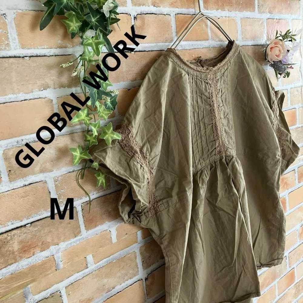 【Global Work】✳︎Blouse✳︎Top✳︎Lace✳︎Tuck✳︎M✳︎Short … - image 1