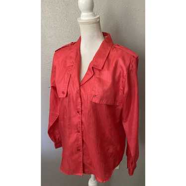 Vintage Diane Von Furstenberg pink Blouse Epaulet… - image 1