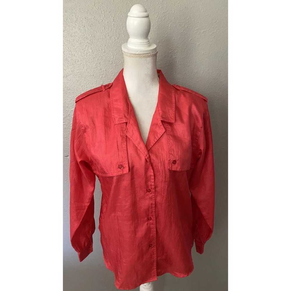 Vintage Diane Von Furstenberg pink Blouse Epaulet… - image 2