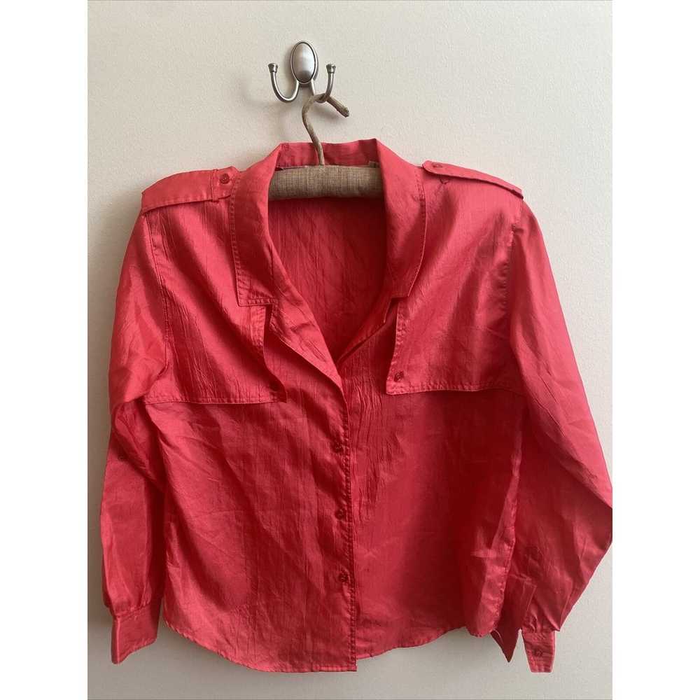 Vintage Diane Von Furstenberg pink Blouse Epaulet… - image 4