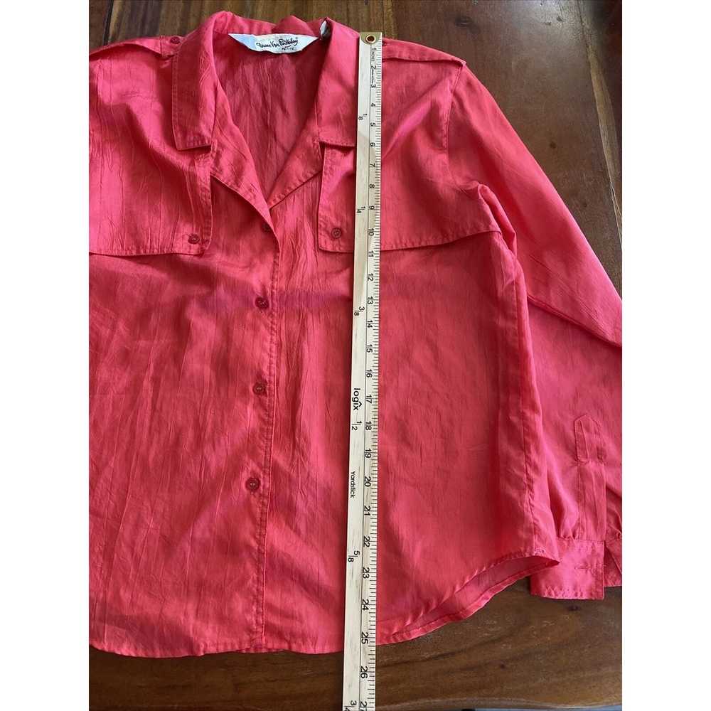 Vintage Diane Von Furstenberg pink Blouse Epaulet… - image 8