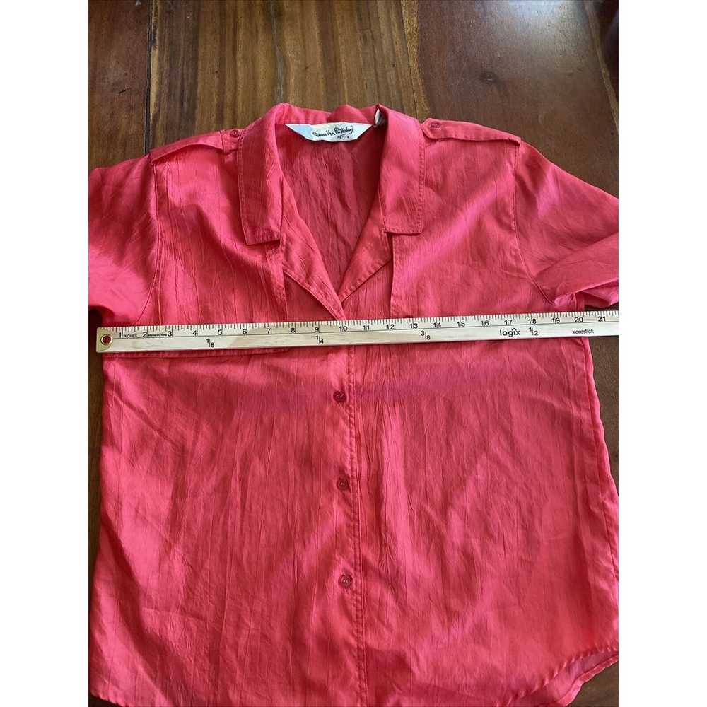 Vintage Diane Von Furstenberg pink Blouse Epaulet… - image 9