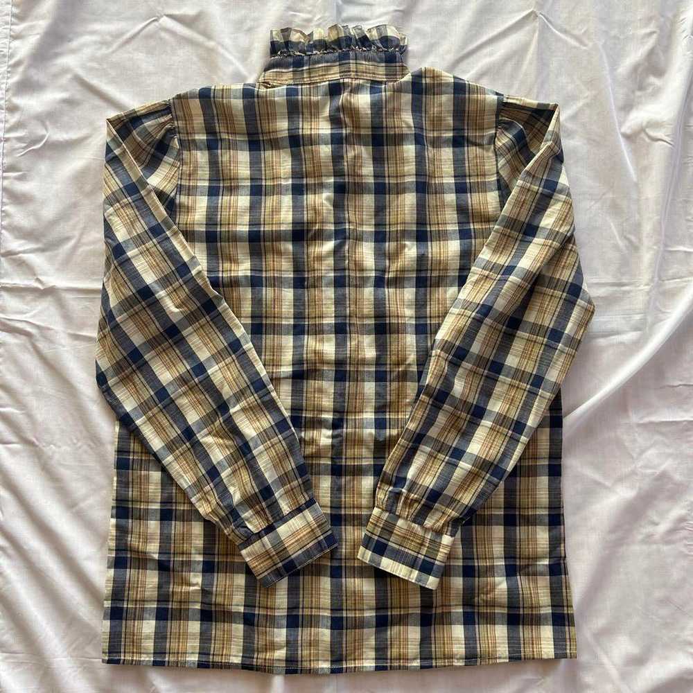 【Vintage】Stand Frill Collar Check Shirt - image 5