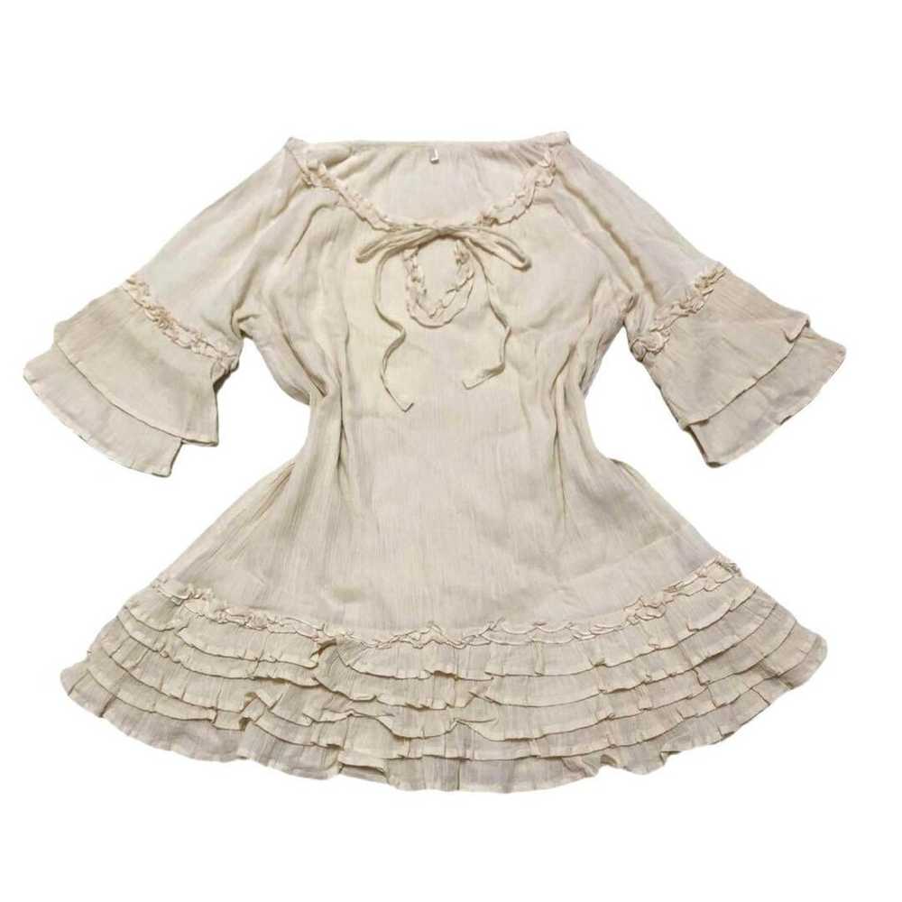 00s Y2K Forest Girl Tunic Ribbon Gather Frill Mel… - image 1