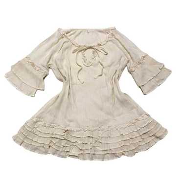 00s Y2K Forest Girl Tunic Ribbon Gather Frill Mel… - image 1