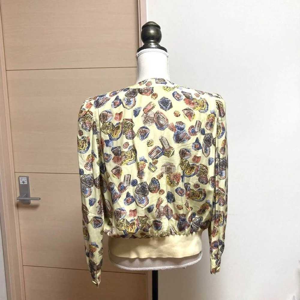 Showa retro silk blouson, overall pattern shirt b… - image 4