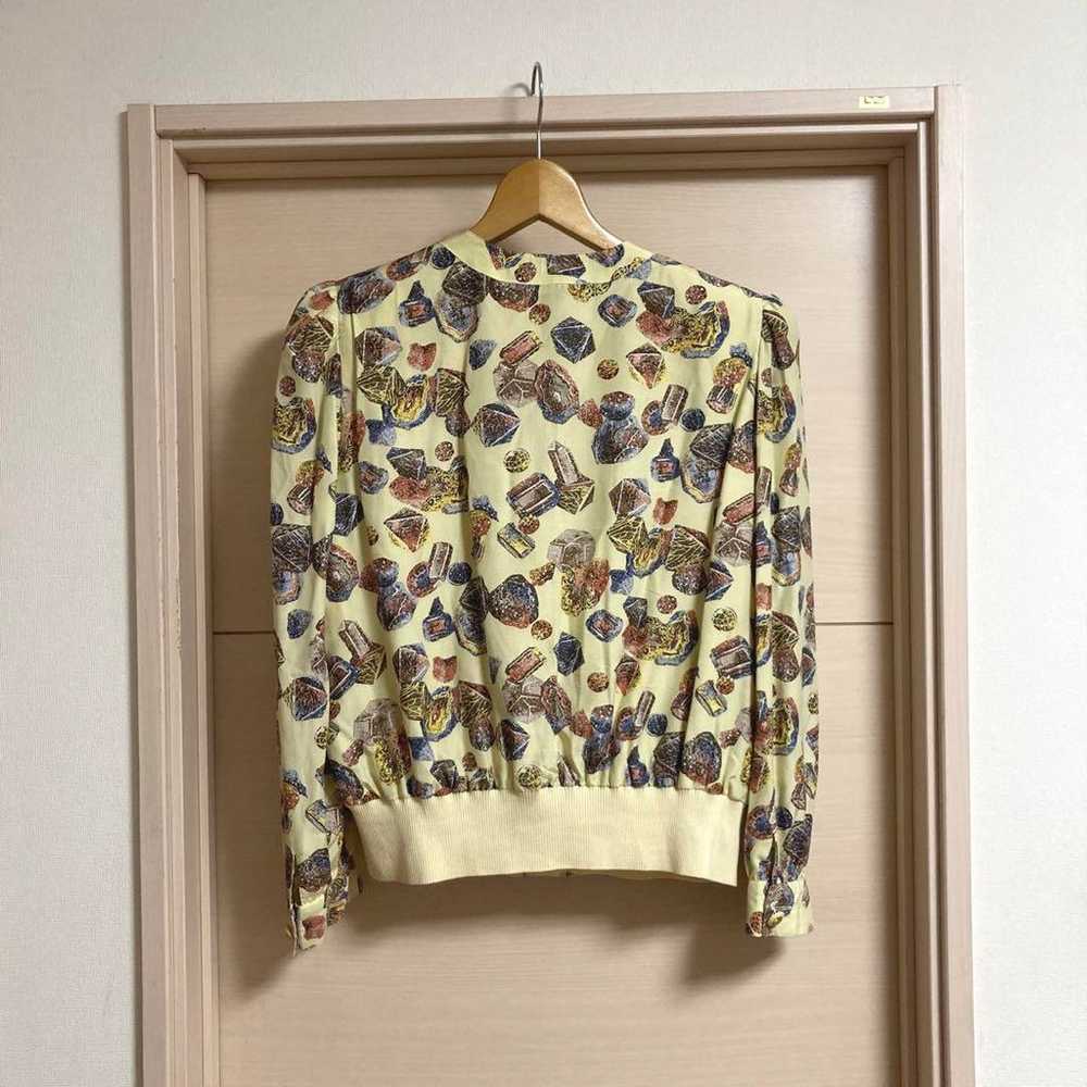 Showa retro silk blouson, overall pattern shirt b… - image 6