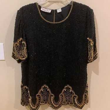 Vintage LAURENCE KAZAR LSequin Beaded Blouse - image 1