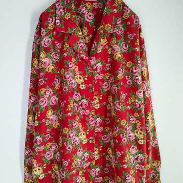 Vintage red floral patterned shirt blouse vintage… - image 1