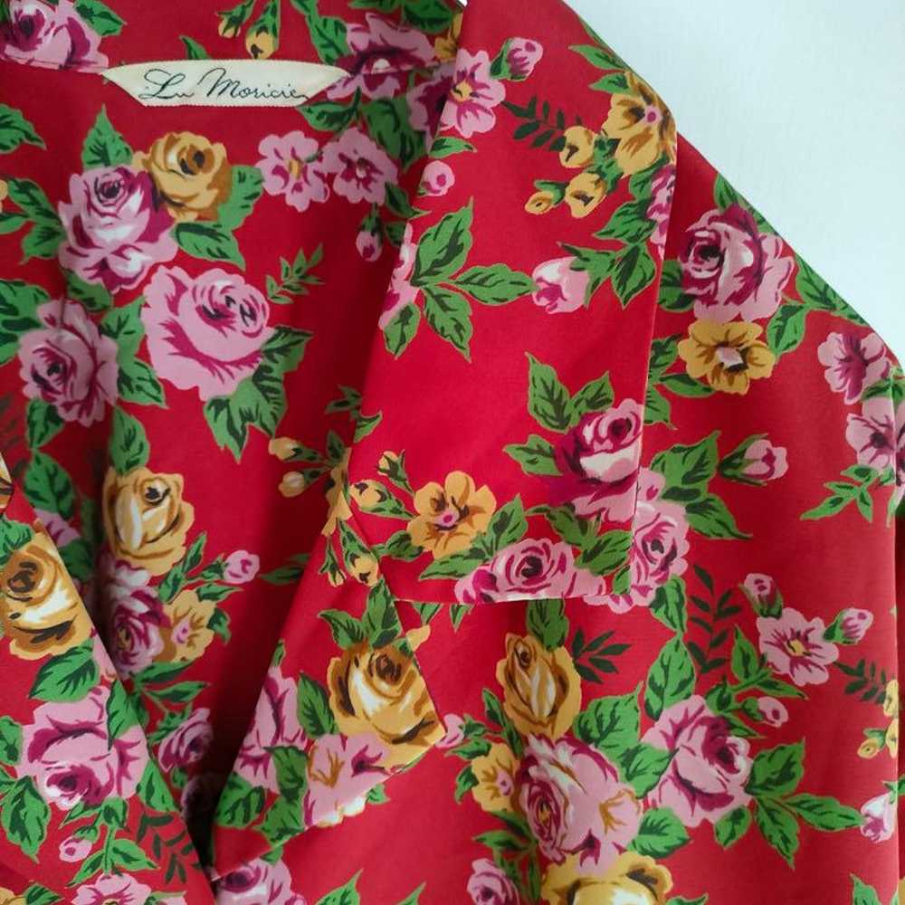 Vintage red floral patterned shirt blouse vintage… - image 4