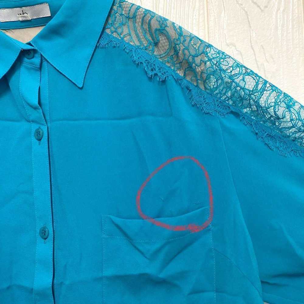 2408 Double B WB Shirt Blouse Lace Blue-Green Mad… - image 10