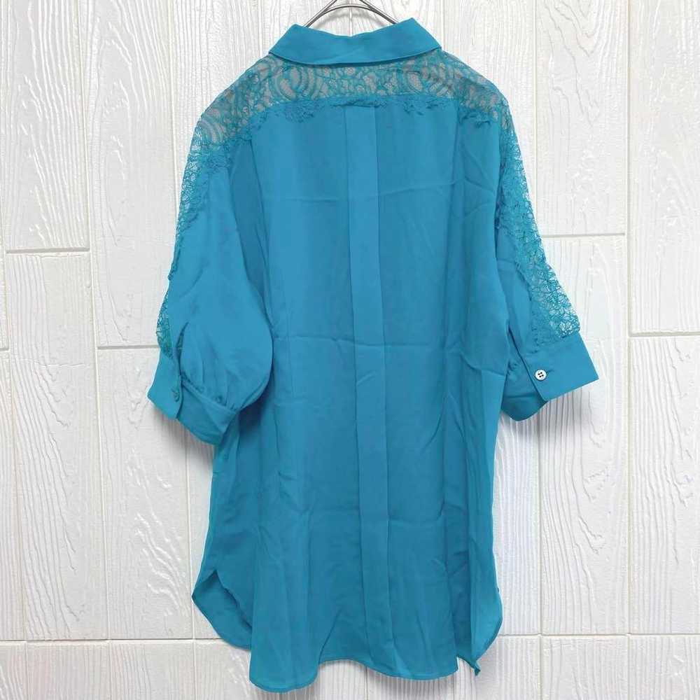 2408 Double B WB Shirt Blouse Lace Blue-Green Mad… - image 3