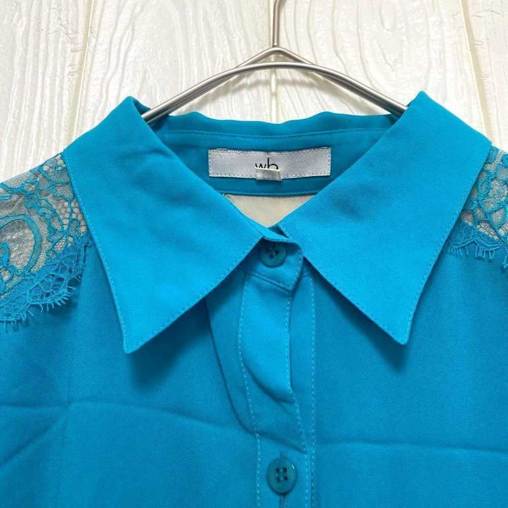 2408 Double B WB Shirt Blouse Lace Blue-Green Mad… - image 4