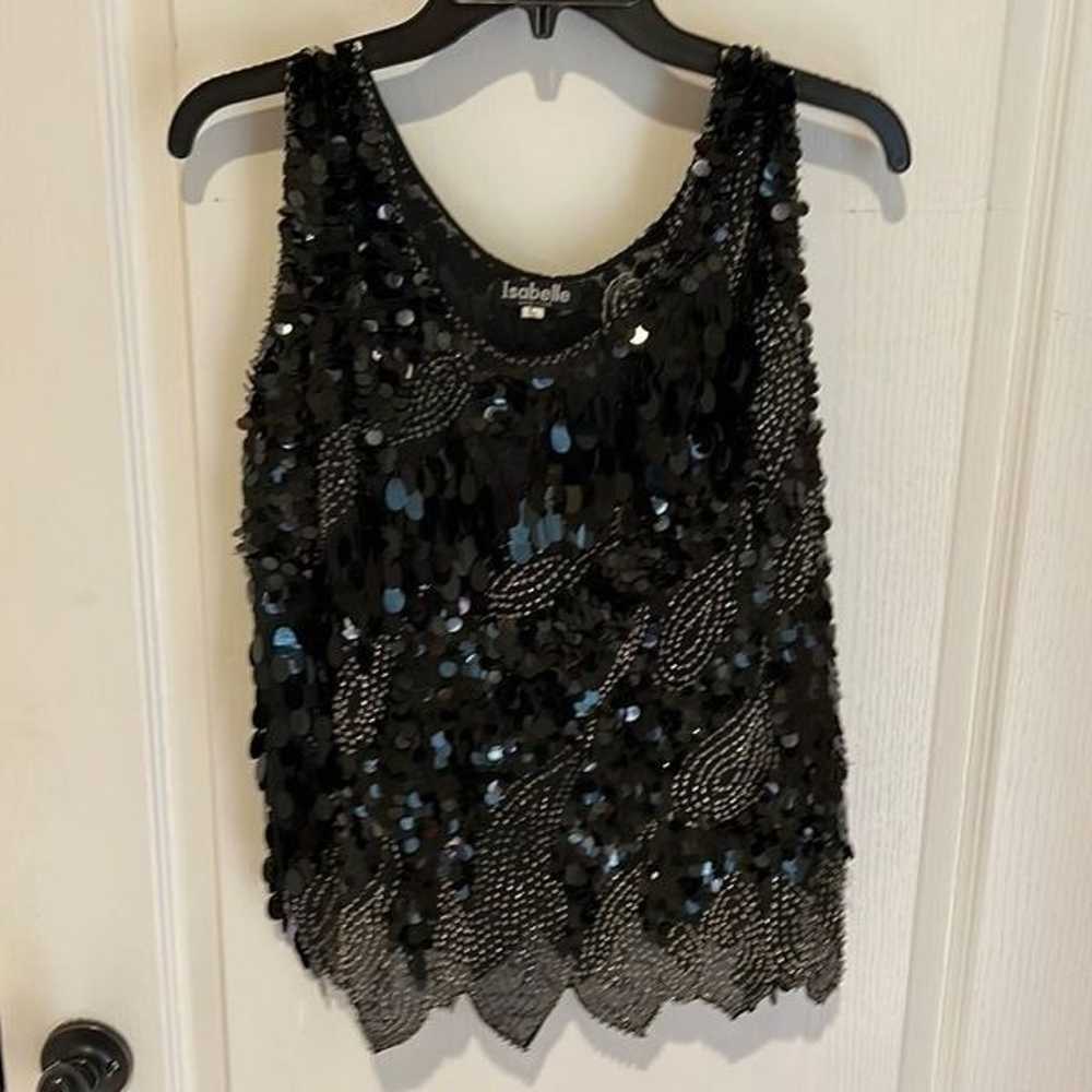 Isabelle Hand Made Sequin Black and Silver Sleeve… - image 1