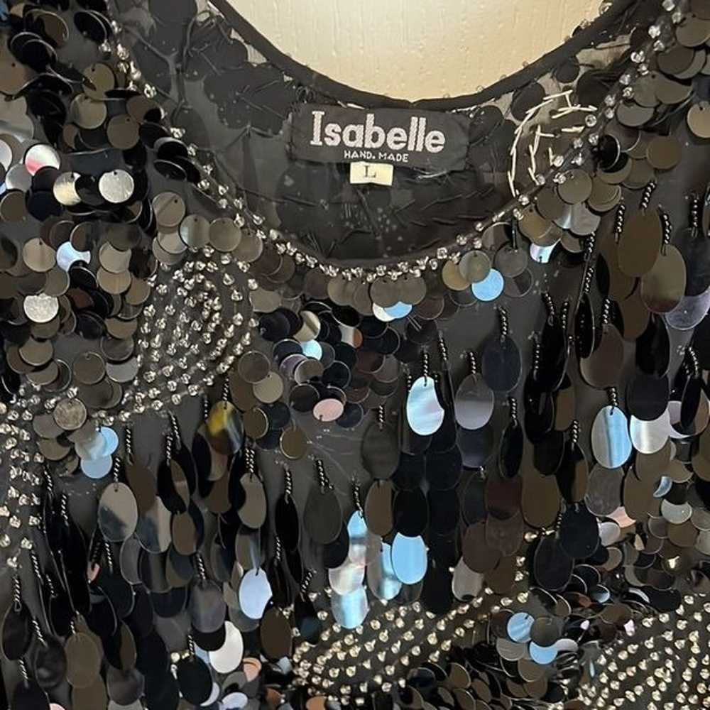 Isabelle Hand Made Sequin Black and Silver Sleeve… - image 2