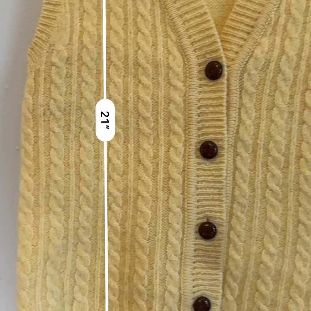 Vintage Cable Knit Sweater yellow/butter yellow V… - image 3