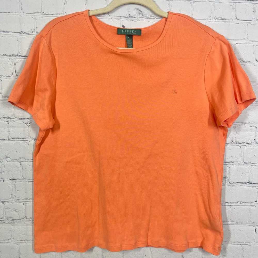 Ralph Lauren Shirt Womens XL Orange Stretch Boxy … - image 1