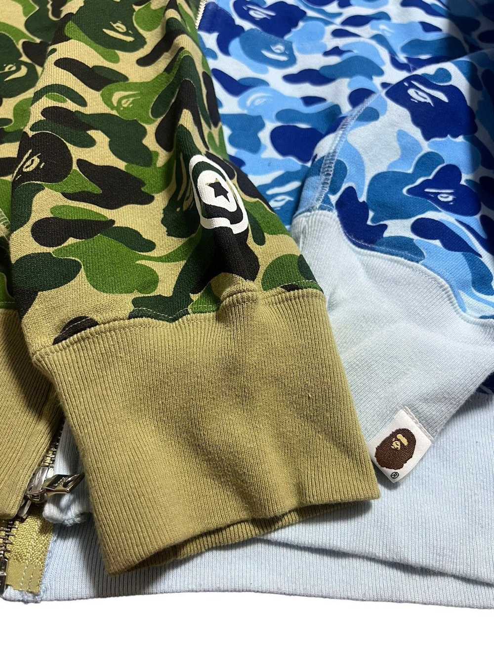 Bape BAPE shark half full zip hoodie ABC green/bl… - image 2