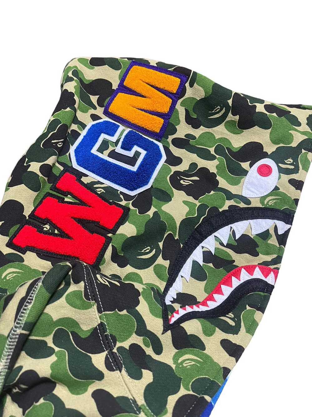 Bape BAPE shark half full zip hoodie ABC green/bl… - image 5