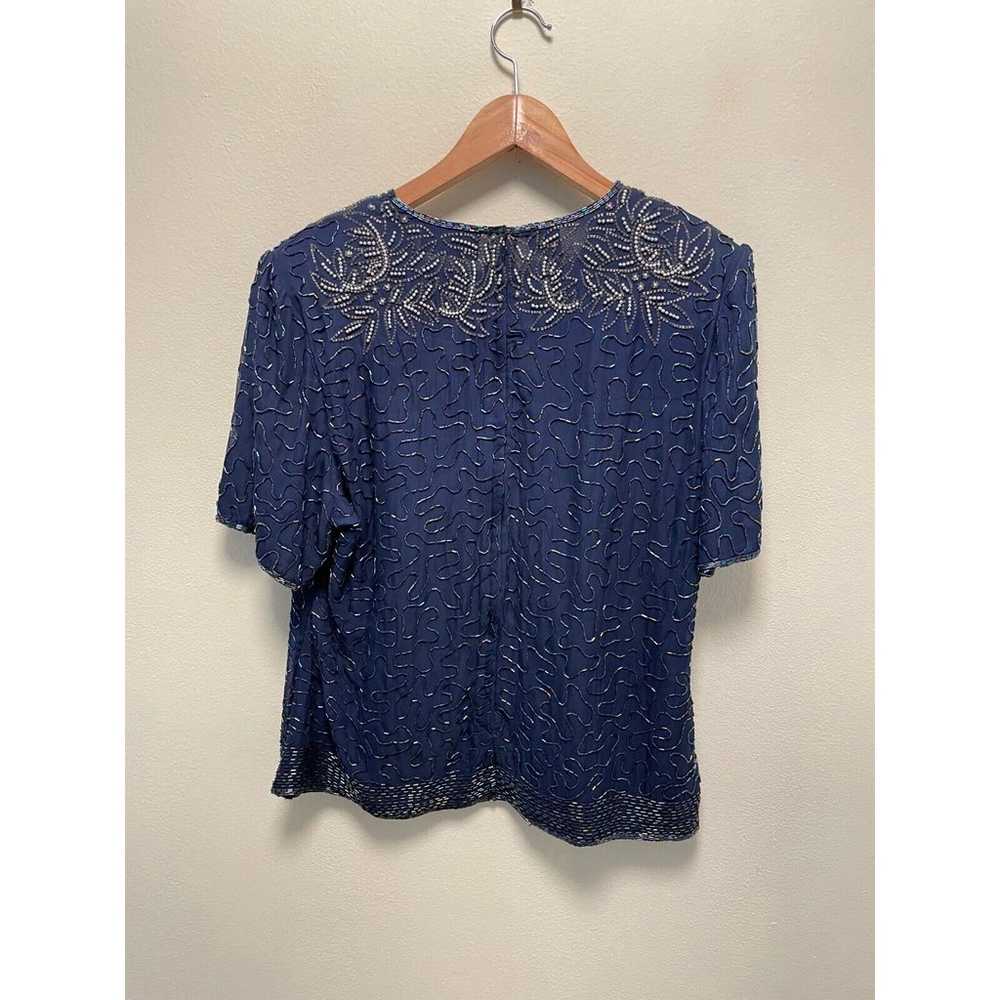 Vintage Creative Creations Womens Top XL Navy Sil… - image 3