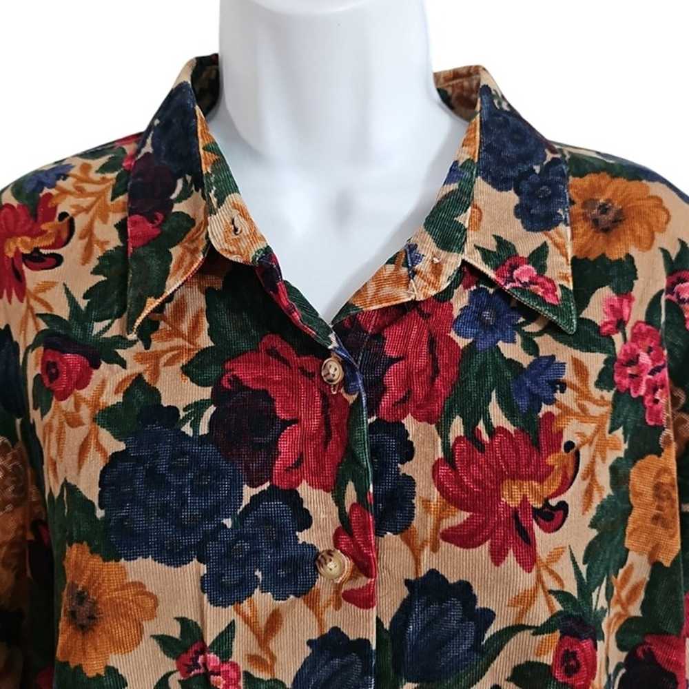 Talbots XL Vintage 90s Brown Floral Country Autum… - image 2