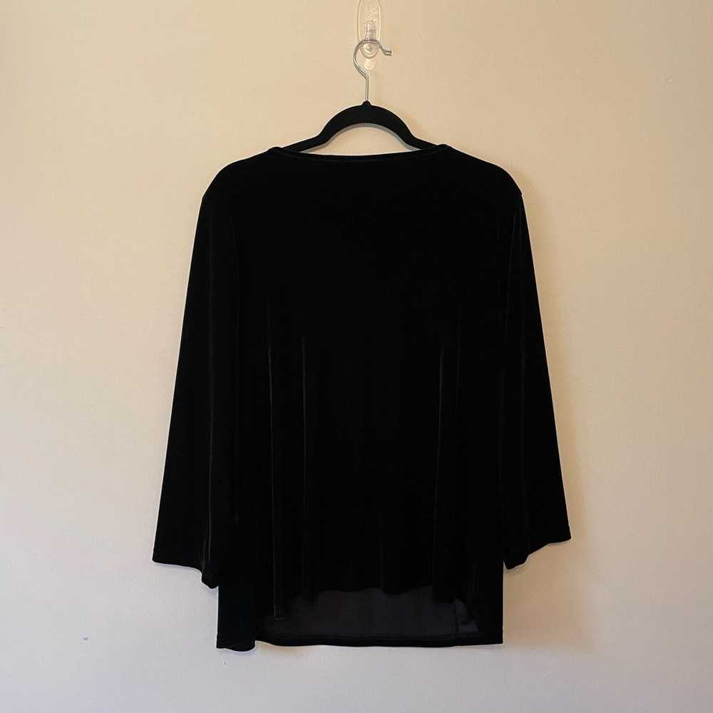 Bob Mackie XL 3/4 sleeve black velvet blouse desi… - image 5