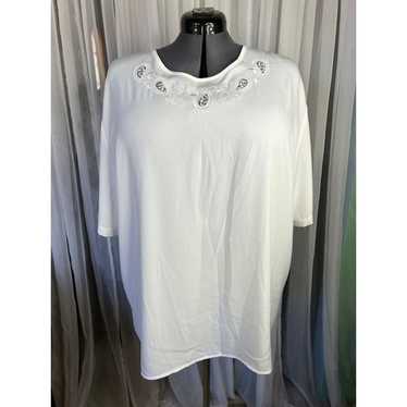 blouse white short sleeve cutwork lace collar vin… - image 1