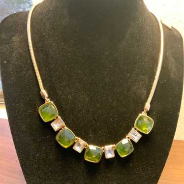 Anne Klein vintage green and crystal stone neckla… - image 1