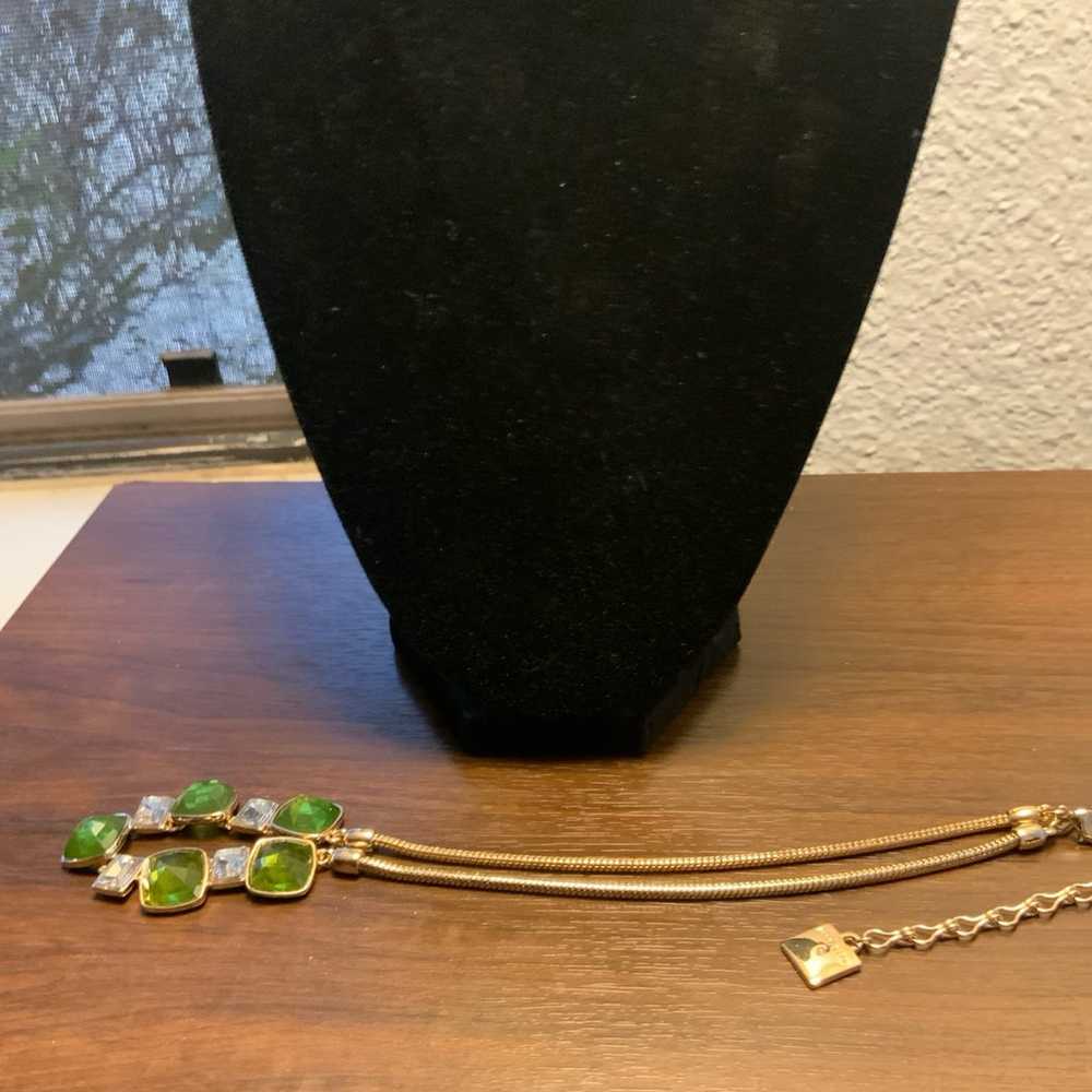 Anne Klein vintage green and crystal stone neckla… - image 5