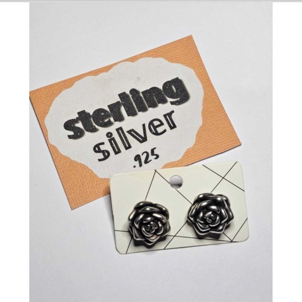 Sterling silver rose earrings - image 1