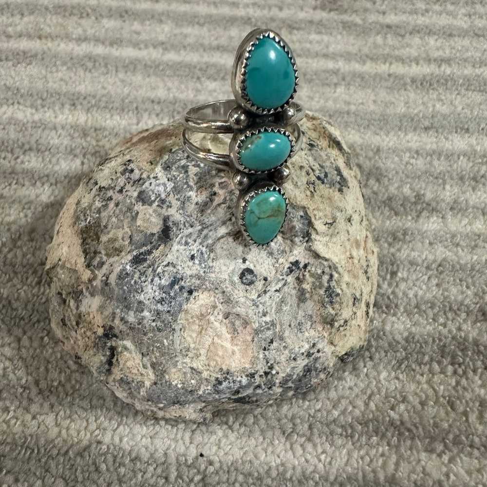 925 Sterling Silver and turquoise ring - image 2