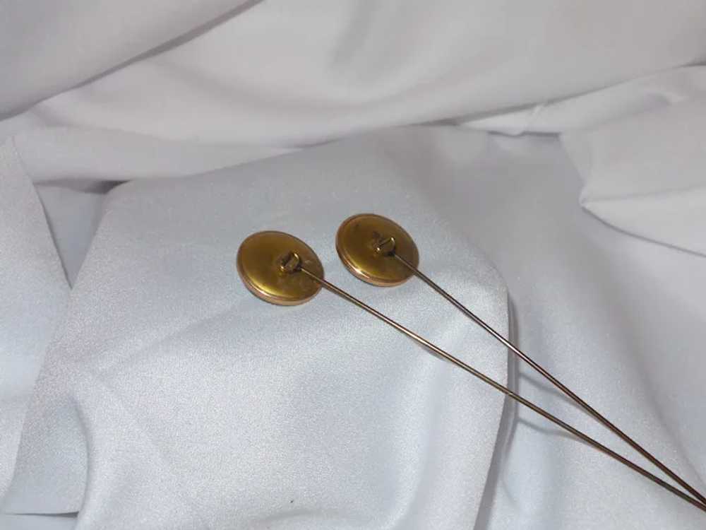 A Pair of Edwardian MOP And Abalone Shell Hat Pins - image 2