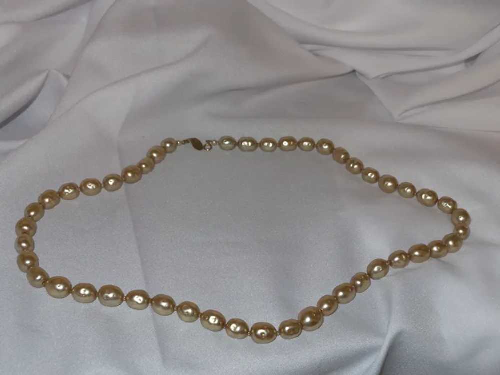 Signed Miriam Haskell Baroque Pearl Necklace - image 2